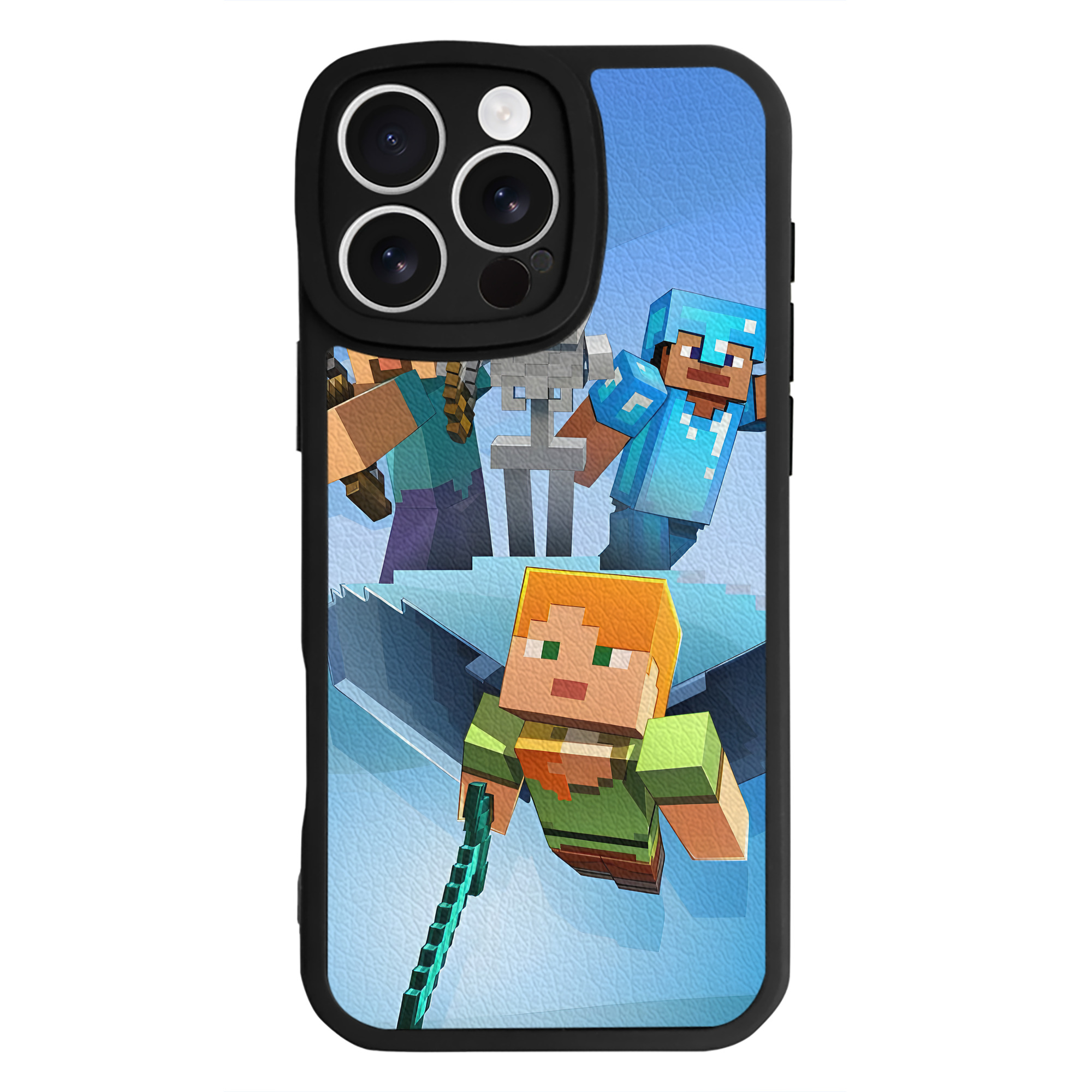 （画像用） マインクラフト ブロックの世界 Minecraft MC Block world 【iPhone 16シリーズ対応】シリコンスマホケース（レザー調） 材質：シリコン